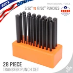 28PCS Center Transfer Punch Set 3/32" - 1/2" Heat Treated Alloy Steel Forging. Fixed Price $19.99.