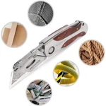 Workpro Folding Utility Knife Quick Change Blade Wood Grain Handle Back Lock. Fixed Price $17.99.
