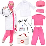 Toylink Kids Doctor Costume Pretend Play Kit With Lab MEDIUM/4-6 Years, Pink. Fixed Price $28.88.