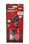 New Husky Folding Utility Knife Rapid Lock & Textured Grip W/ Ten Extra Blades. Fixed Price $15.00.