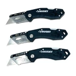 Husky Folding Utility Knife Tool Set, Black Handle, 3 Pieces. Fixed Price $19.55.