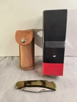 Used Condition Proto J18545 3-3/4" Folding Lockback Knife W/leather Sheath. Fixed Price $52.99.