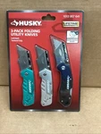 Husky 3-PACK Folding Utility Knife 1013 957 641 New Box. Fixed Price $18.95.
