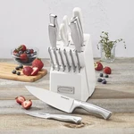 Cuisinart 15-PC Knife Set W/ Block White Ss Blades For Precise Cutting(open Box). Fixed Price $81.99.