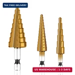 Hss Step Drill Bit Set - 3PCS 1/4" Hex Shank Titanium Coated High Speed Steel Ho. Fixed Price $10.99.