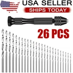 26 Pcs Mini Micro Drill Hand Bits Set Small Manual Keyless Chuck Pin Vise Rotary. Fixed Price $9.79.