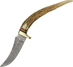 Damascus Stag Tip Skinner Knife DM1028 1/4" Overall. 3 1/8" Steel Bla. Fixed Price $34.49.