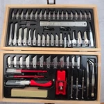 Precision Hobby Knife Set 50+ Pcs Wood Case X-acto Style Blades Unused Craft Kit. Fixed Price $24.99.