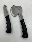 Smith & Wesson Bullseye Guthook Knife / Axe Combo Stainless Blade Rubber Handle. Fixed Price $32.00.