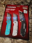Husky 3-PACK Folding Lock-back Utility Knives Set Quick Change Blade New. Fixed Price $15.00.