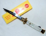 Kissing Crane Classic Genuine Pearl Handle Folding Stiletto Pocket Knife - New. Fixed Price $59.95.