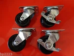 4-PK Swivel Plate Dh Casters 2" Hard Rubber Wheels, C-GD20HRSB, C-GD20HRS, New. Fixed Price $11.87.