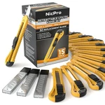Nicpro 15 Pack Utility Knives With 30 Pcs Extra Blades, 18 Mm, Multicolor. Fixed Price $21.99.