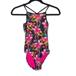 New Hurley Girl's Swimsuit Bright Floral One Piece Bathing Lined 10/12 Yrs. Fixed Price $17.00.