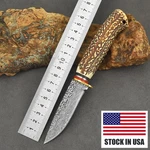 Faux Bone Handle Forged Fixed Blade Knife Outdoor Camping With Leather Sheath. Fixed Price $19.79.