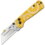 Cjrb Boxer Yellow Lemon G10, Button Lock Folding Utility Knife J1967-LM. Fixed Price $35.00.