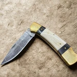 Handmade Damascus Steel Knife Forged Pocket Blade Men's Gift Lockback W/ Sheath. Fixed Price $28.79.