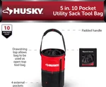 Husky Utility Sack Tool Bag 5 In. 10 Pocket. Fixed Price $12.00.