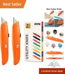 Safety-lock 2-PACK Retractable Utility Knives For Ultimate Cutting Precision. Fixed Price $15.99.