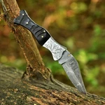 Damascus Knife Folding Blade Pocket Knives Hunting Skinner Ram Horn Handle. Fixed Price $33.99.