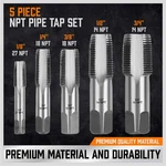 5-PIECE Npt Pipe Kit With Heavy-duty Storage Case, 1/8" 3/4" Tapered Taps. Fixed Price $17.65.