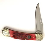 Ocoee River Lockback Knife Red Bone Handles Fancy Grooved Bolsters. Fixed Price $36.95.