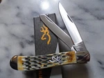 Browning Burnt Jig Bone 2 Blade Trapper Pocket Knife Folder BR0551B 4" Closed. Fixed Price $24.99.