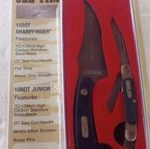 Schrade Old Timer Knife Set 1520T Sharpfinger & 1080T Junior 7CR17MOV Sheath. Fixed Price $24.95.