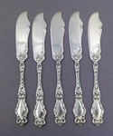 R. Wallace & Sons Eton Sterling Silver Flat Butter Knife Of 5 Knives 6" 119G. Fixed Price $379.00.