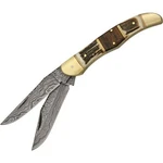 Damascus Hunter Stag Hunting Buckhorn Folding Knife - DM1041. Fixed Price $66.73.