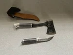 Vintage Western Black Beauty Knife Hatchet Set. Fixed Price $195.00.