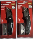 New Husky Folding Utility Knife Lock-back Textured Grip With 10 Blade Free Ship. Fixed Price $24.99.