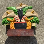 Vintage Folk Art Wood Tabletop Napkin Holder Letter Hand Painted Bird. Fixed Price $18.00.