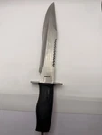 Tactical Fixed Blade Knife Stainless Steel Partially Serrated Bowie Style Black. Fixed Price $17.99.