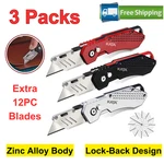 Folding Utility Knife W/12 Blades Heavy Duty Box Cutter With Quick Change. Fixed Price $23.16.