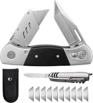 Folding Utility Knife With Sheath And 10 Razor Blades, Heavy Duty Box Cutter .... Fixed Price $32.88.