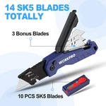 Workpro Folding Blue Utility Knife Quick Change Box Cutter 13 Extra Blades New. Fixed Price $15.99.