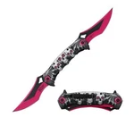 12.5" Dark Fantasy Blades Skull Printed Spring Assisted Twin Folding Knife Pink. Fixed Price $24.99.