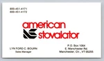 Vintage Business Card American Stovalator Manchester Center Vermont Bourn. Fixed Price $7.99.