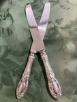 Two King Richard Towle Sterling Silver Dinner Knives 5/8" Stainless Blade. Fixed Price $109.00.