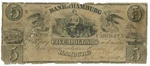 1853 Bank Of Hamburg, Sc $5 Obsolete Note SH226 - Nashville Stamp (62853). Fixed Price $99.99.