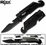 Rtek 9" Tactical Pocket Knife - Black. Fixed Price $17.75.