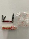 Robert Klaas Kissing Crane 1442 3 Blade Folding Knife Red Handle 1/2" Nib. Fixed Price $149.99.