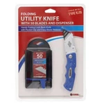 Blue Folding Utility Knife W 25 Blades And Dispenser Box Cutter Shipping. Fixed Price $19.99.