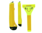 3 Piece W/glass Scraper Set And Utility Knife Black/yellow. Fixed Price $6.14.