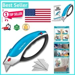Safe And Easy Retractable Box Cutter Knife With 5 Sharp Blades - Blue Design. Fixed Price $26.99.