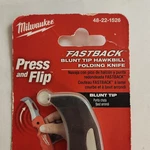 Milwaukee Fastback Blunt Tip Hawkbill Folding Knife 48-22-1526. Fixed Price $18.65.