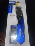 Kobalt Folding Lockback Utility Knife With 11 Blades Blue Aluminum Handle. Fixed Price $13.00.