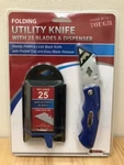 Tool Solutions Folding Utility Knife With 25 Blades & Dispenser. Fixed Price $15.19.