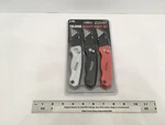 New Tool Shop 3-PK Folding Locking Utility Knife Red, Silver, Black. Fixed Price $21.90.